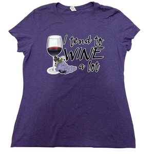 WINE a Lot Purple Graphic Tee District‎ Perfect Tri Blend Women's L Large